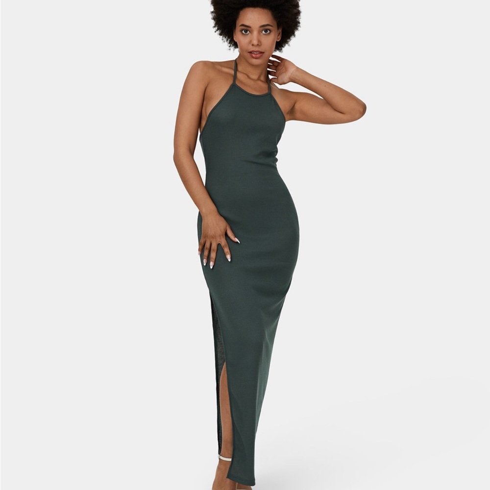 HALARA NWT Halter Side Split Bodycon Maxi Dress